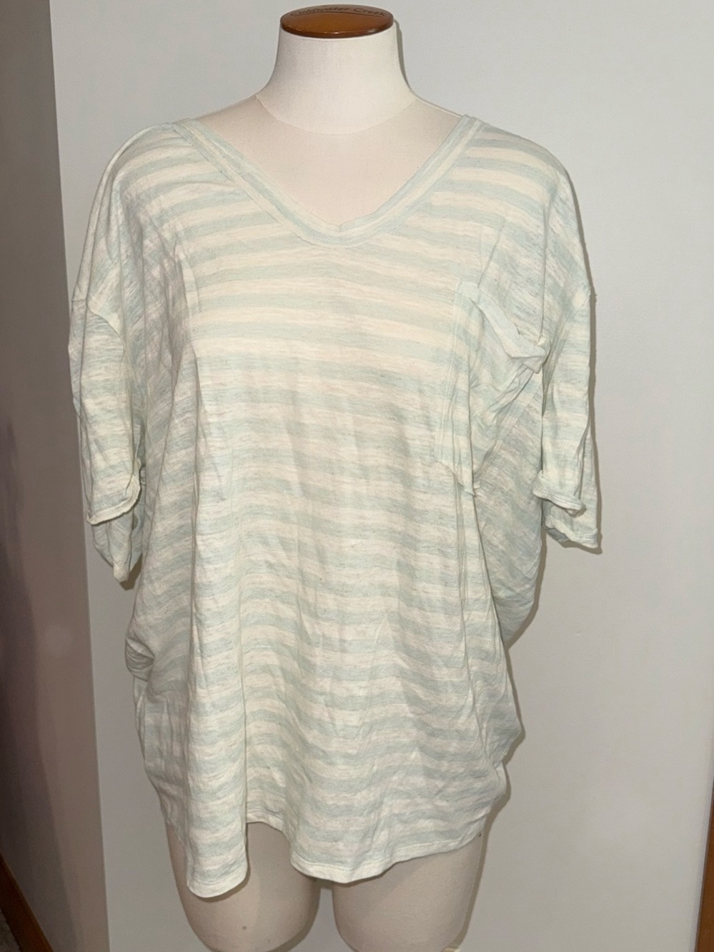 Free People Striped Tunic in Green & White Size Small NWT